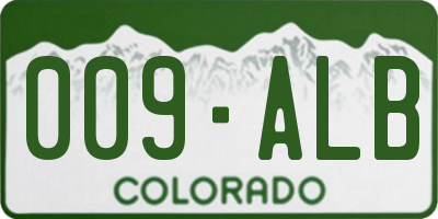 CO license plate 009ALB