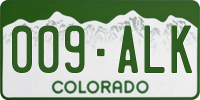 CO license plate 009ALK