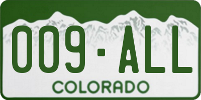 CO license plate 009ALL