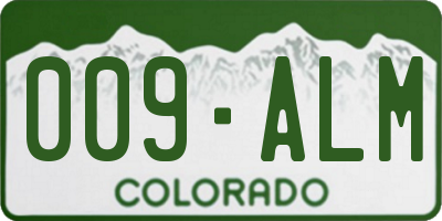 CO license plate 009ALM