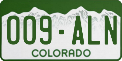 CO license plate 009ALN