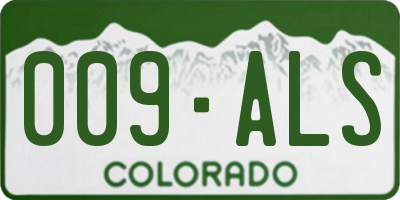 CO license plate 009ALS