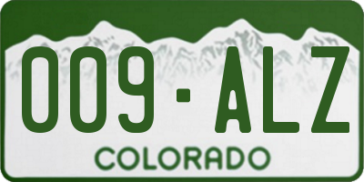 CO license plate 009ALZ