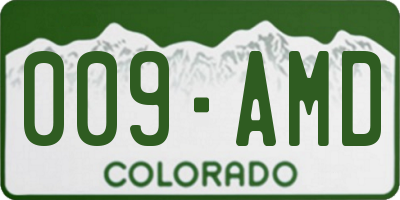 CO license plate 009AMD