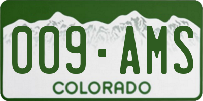 CO license plate 009AMS