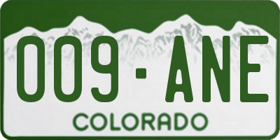 CO license plate 009ANE