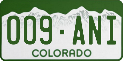 CO license plate 009ANI