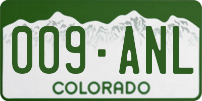 CO license plate 009ANL