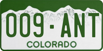 CO license plate 009ANT
