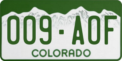 CO license plate 009AOF