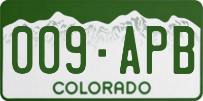 CO license plate 009APB