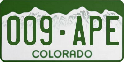 CO license plate 009APE