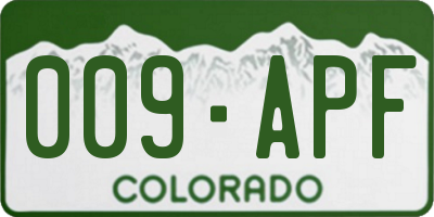 CO license plate 009APF