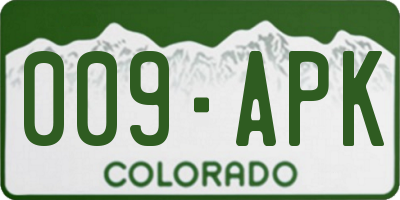 CO license plate 009APK