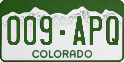 CO license plate 009APQ
