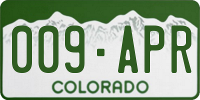 CO license plate 009APR