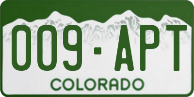CO license plate 009APT