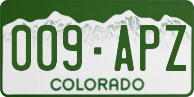 CO license plate 009APZ