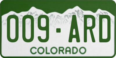CO license plate 009ARD