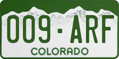 CO license plate 009ARF