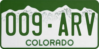 CO license plate 009ARV