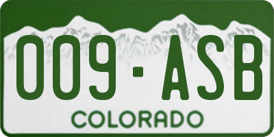 CO license plate 009ASB