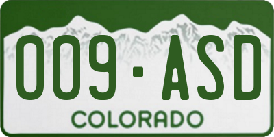 CO license plate 009ASD