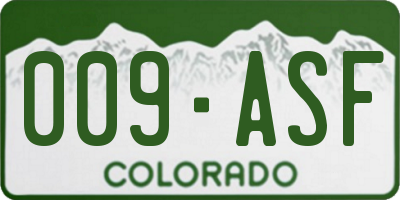 CO license plate 009ASF