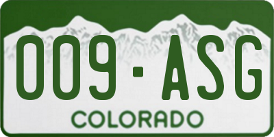 CO license plate 009ASG