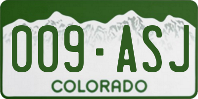 CO license plate 009ASJ