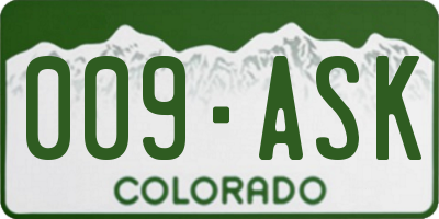 CO license plate 009ASK