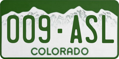 CO license plate 009ASL