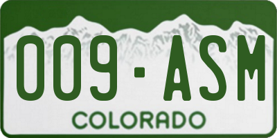 CO license plate 009ASM