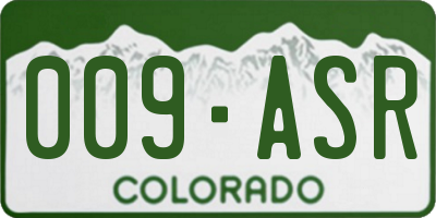 CO license plate 009ASR