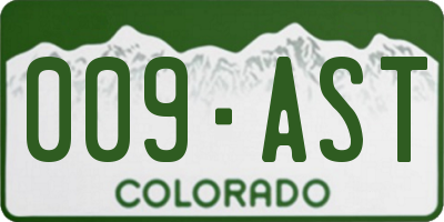 CO license plate 009AST