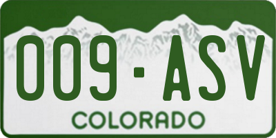 CO license plate 009ASV