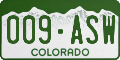 CO license plate 009ASW