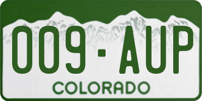 CO license plate 009AUP