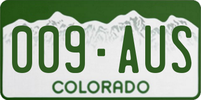 CO license plate 009AUS