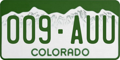 CO license plate 009AUU