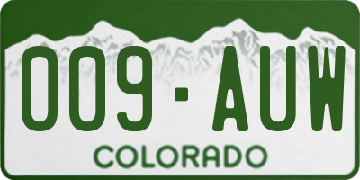 CO license plate 009AUW