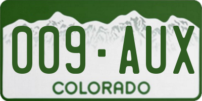 CO license plate 009AUX