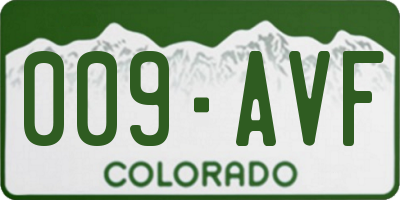 CO license plate 009AVF