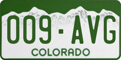 CO license plate 009AVG