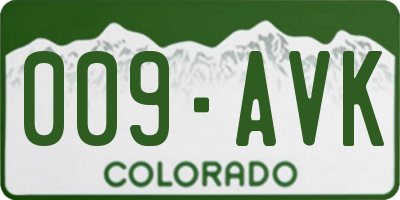 CO license plate 009AVK