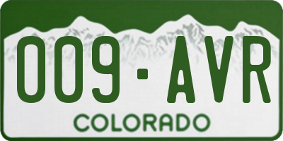 CO license plate 009AVR
