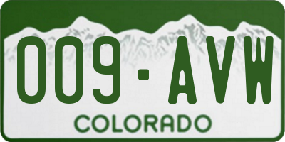 CO license plate 009AVW