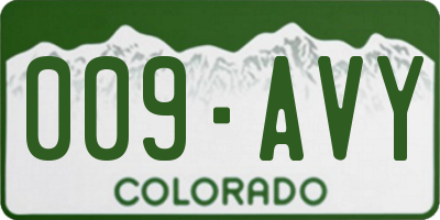 CO license plate 009AVY