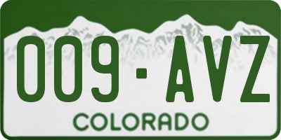 CO license plate 009AVZ