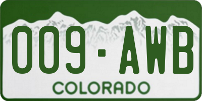 CO license plate 009AWB